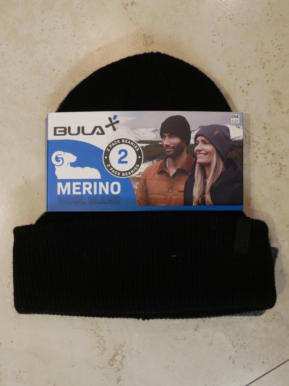 BULA Universal Merino Wool-Blend Beanie Hats (2-Pack) NWT~